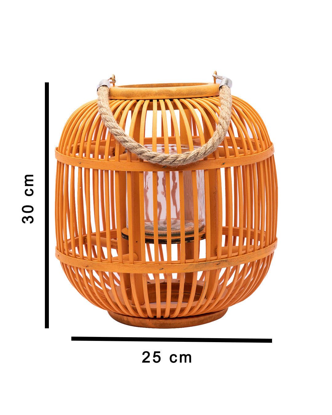 VON CASA Lantern, Bamboo Lantern, Yellow, Wood