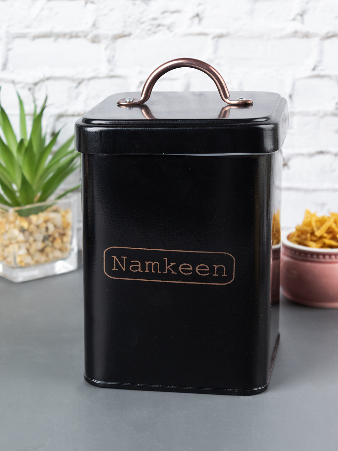 VON CASA Namkeen Jar with Lid - (Black, 1900mL)