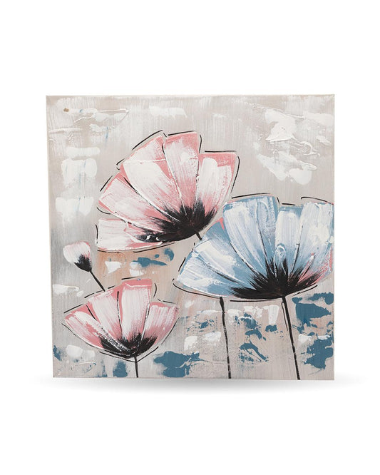 VON CASA Flowers Hand Made Oil Painting, Gallery Wrapped, Multicolour, Canvas - VON CASA