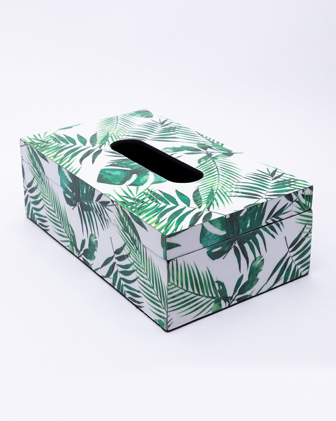 VON CASA Tissue Box, Nature Inspired Design, Facial Tissue Holder with Soft Bottom for Home, Office, & Restaurant, Rectangular, Green Colour, MDF