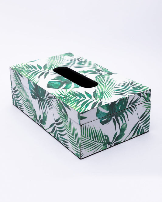 VON CASA Tissue Box, Nature Inspired Design, Facial Tissue Holder with Soft Bottom for Home, Office, & Restaurant, Rectangular, Green Colour, MDF