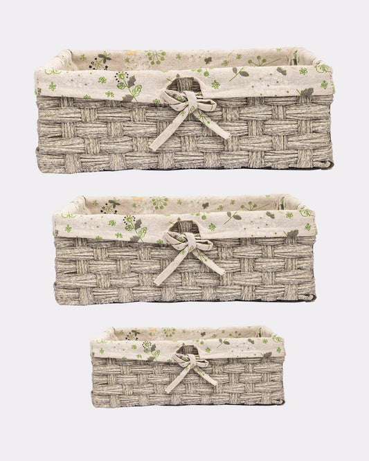 VON CASA Basket Set, in Three Different Sizes, Ivory, Plastic, Set of 3