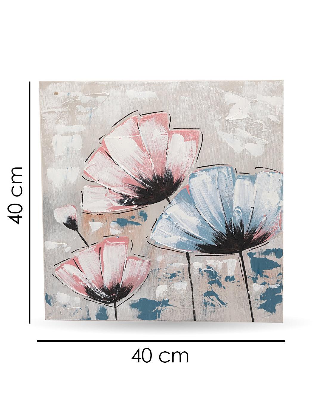 VON CASA Flowers Hand Made Oil Painting, Gallery Wrapped, Multicolour, Canvas - VON CASA