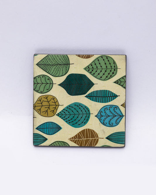 Table Tea Coaster with Holder, Multicolour, MDF, Set of 6