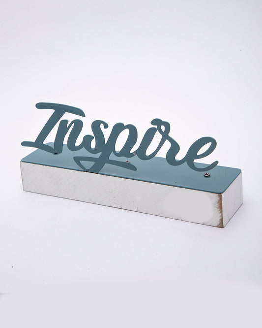 VON CASA Metal Handwriting Table Décor, Inspire, Blue Colour, Metal & MDF