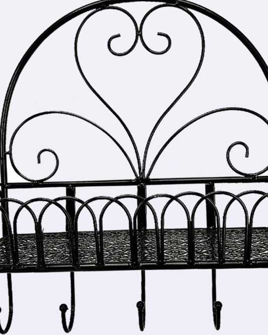 VON CASA Wall Planter, Decorative, Hanging Planter with Hooks, Semi Circle, Black, Iron