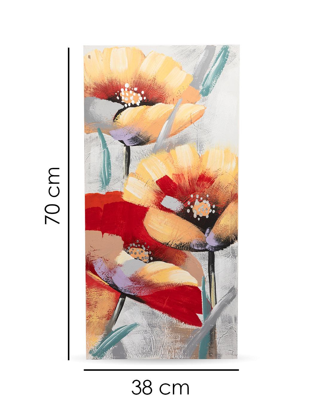 VON CASA Flowers Hand Made Oil Painting, Gallery Wraped, Red, Canvas - VON CASA