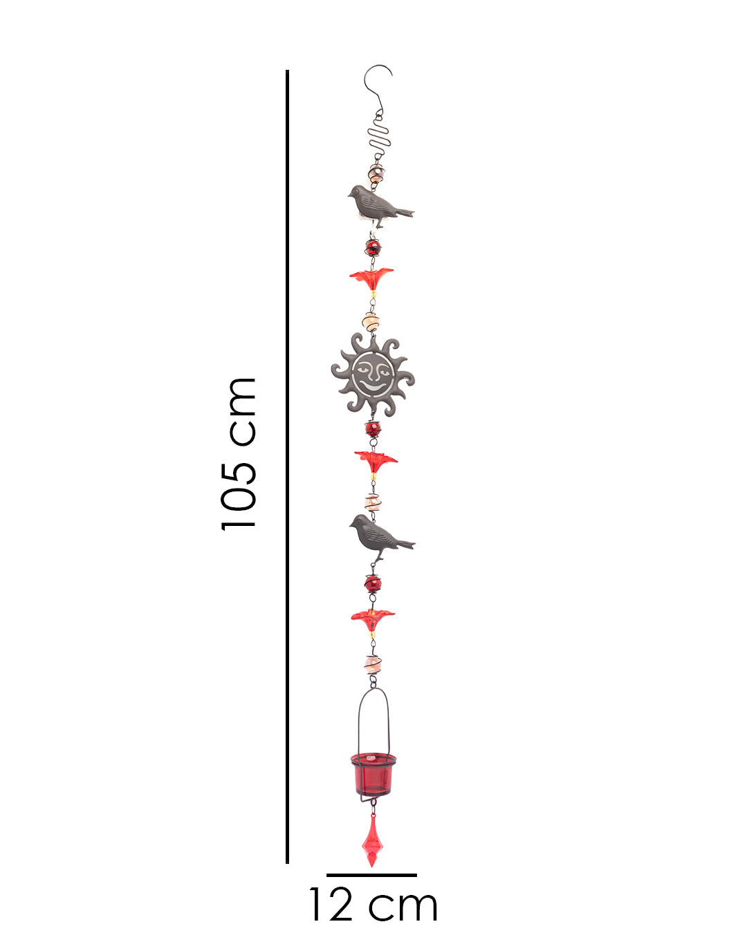 VON CASA Hanging T-light Holder, Red, Iron
