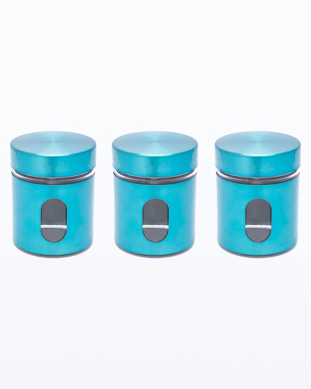 VON CASA Brushed Jars, Canisters with Window - Set of 3, 350 mL