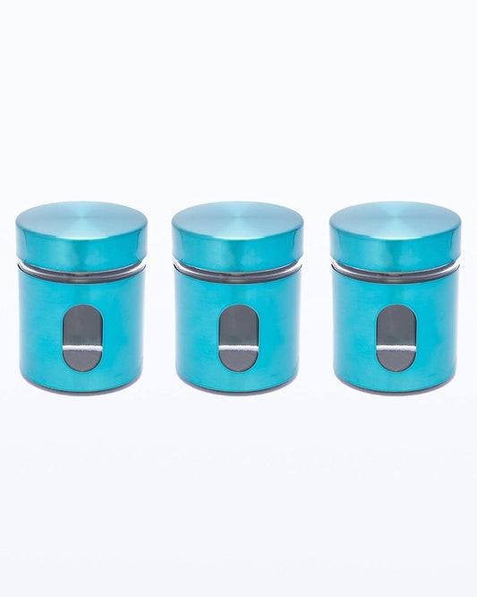 VON CASA Brushed Jars, Canisters with Window - Set of 3, 350 mL