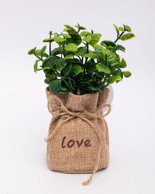 VON CASA Artificial Flower with Pot, Green, Plastic