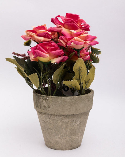 VON CASA Artificial Flower with Pot, Multicolour, Plastic