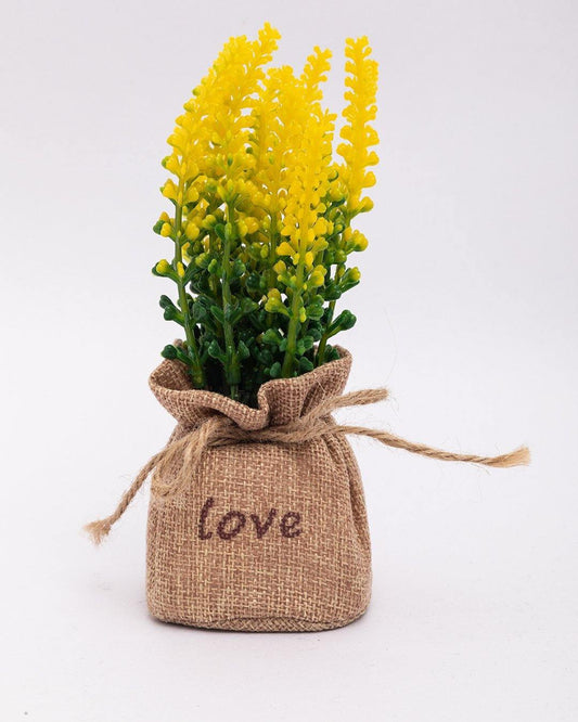 VON CASA Artificial Flower with Pot, Yellow, Plastic
