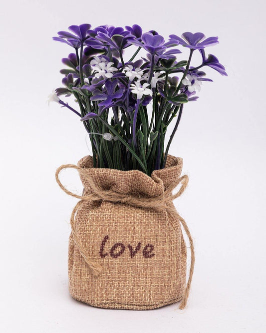 VON CASA Artificial Flower with Pot, Purple, Plastic