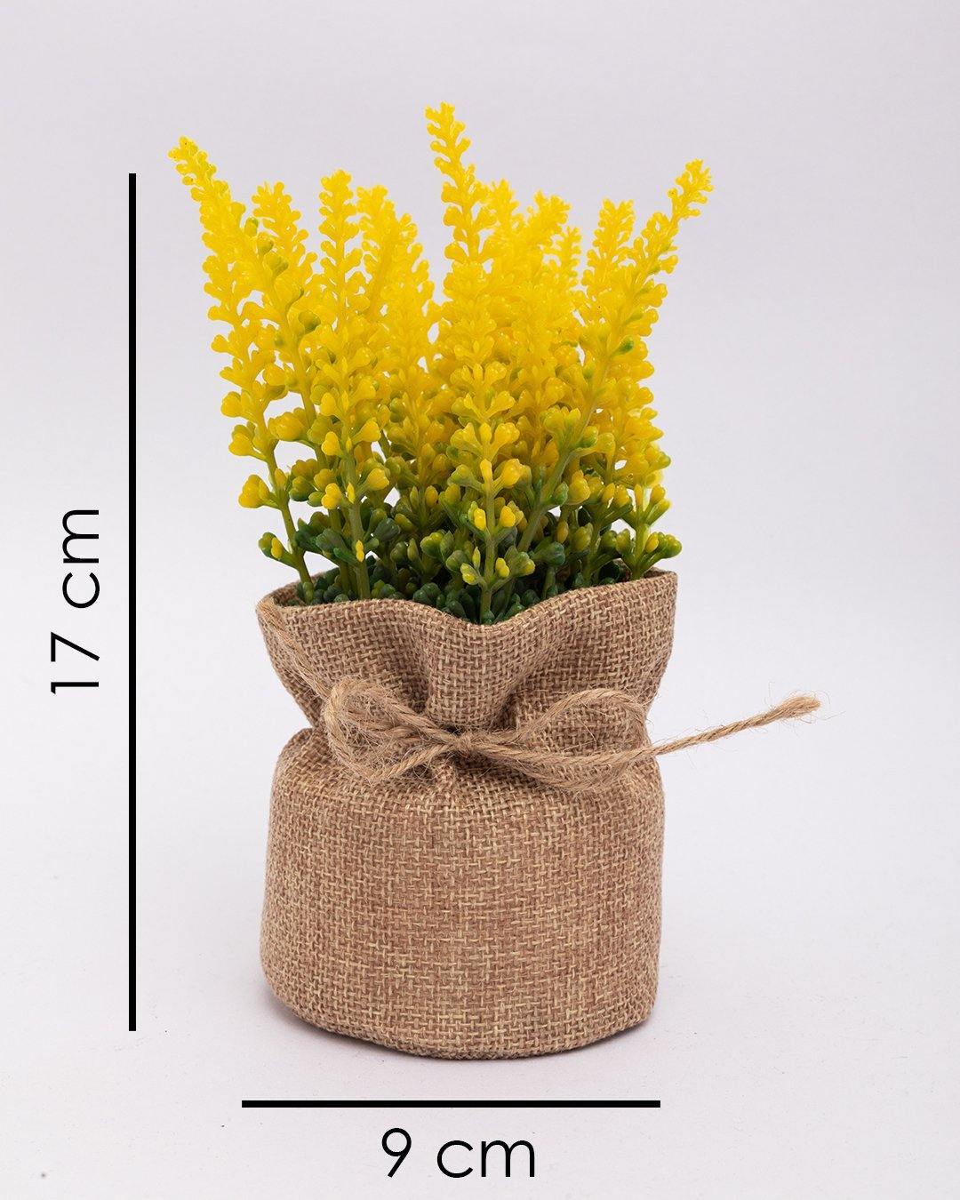 VON CASA Artificial Flower with Pot, Yellow, Plastic