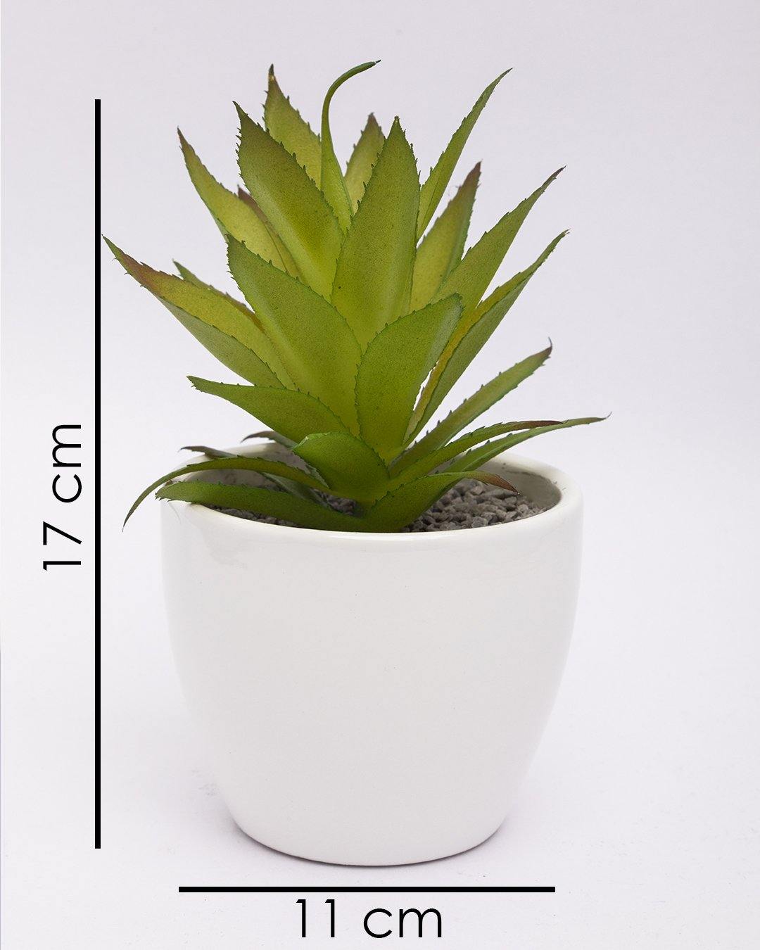 VON CASA Artificial Flower with Pot, Green, Plastic & Ceramic