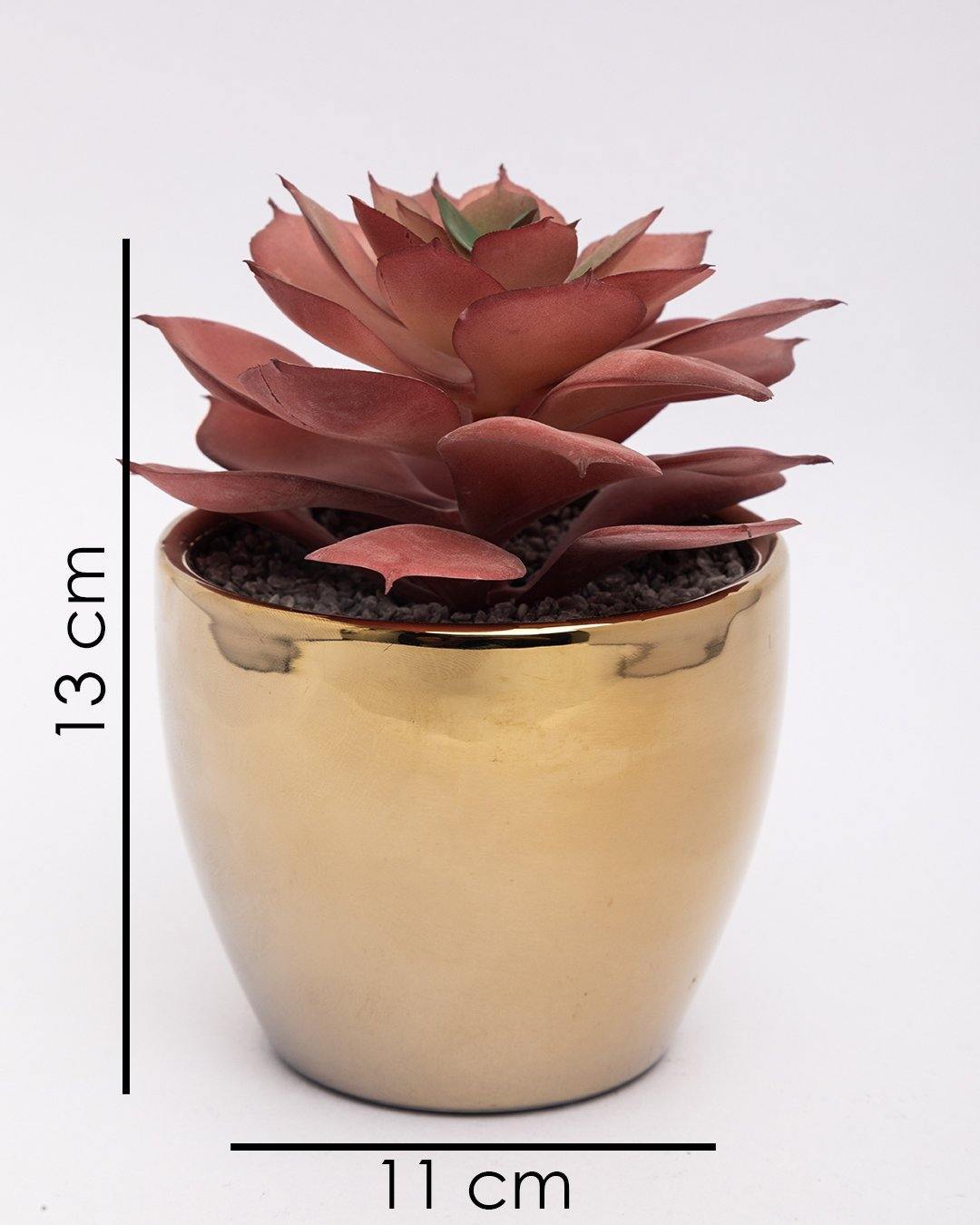 VON CASA Artificial Flower with Pot, Red, Plastic & Ceramic