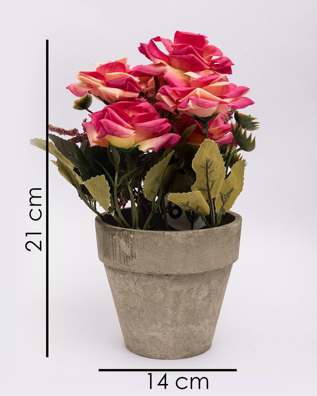 VON CASA Artificial Flower with Pot, Multicolour, Plastic