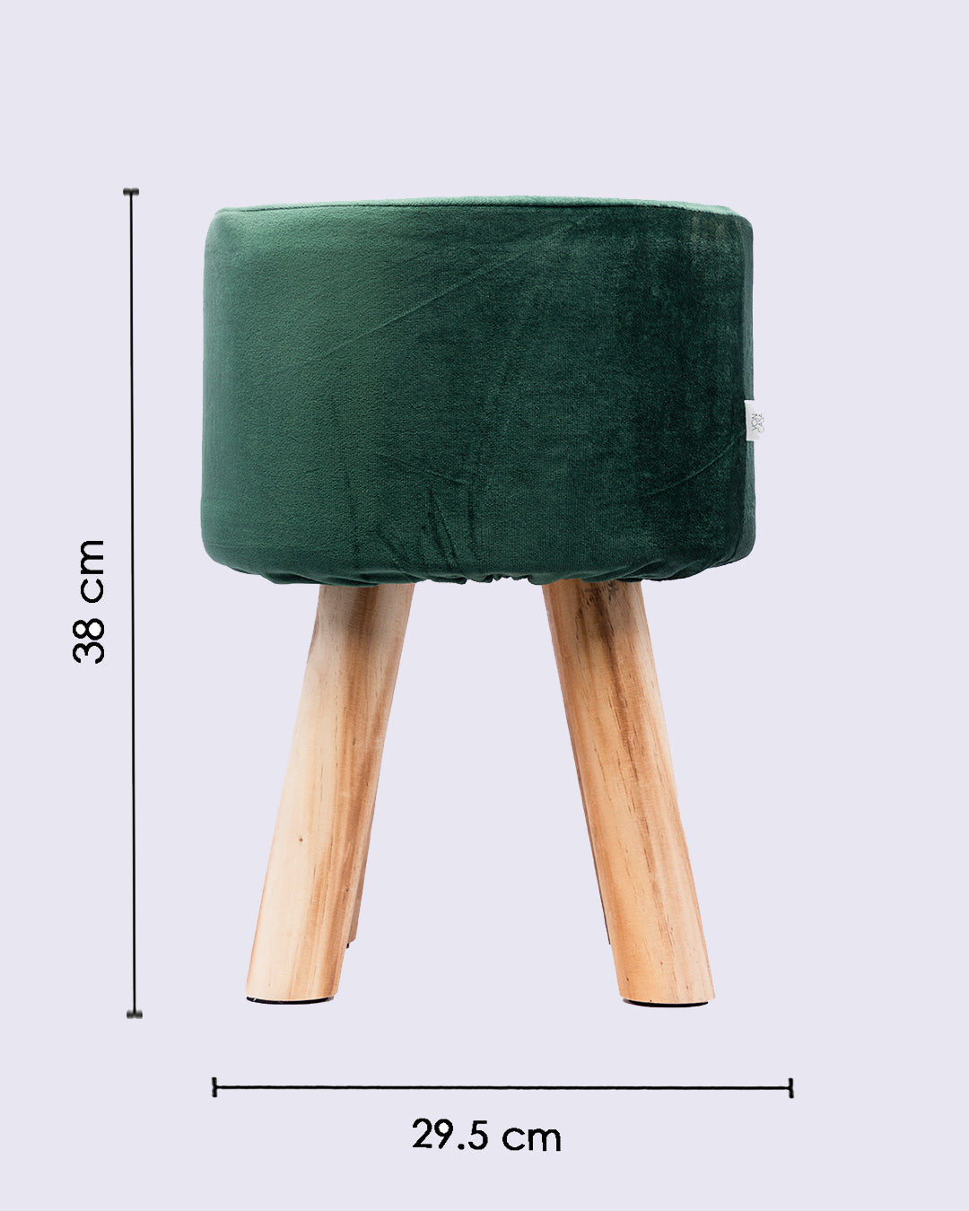 VON CASA Four Legged Wooden Footstool, Ottoman, Emerald Green, Velvet, Wood