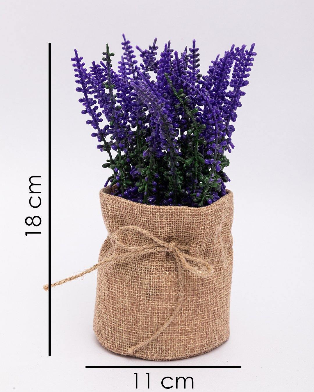 VON CASA Artificial Flower with Jute Sack, Purple, Plastic & Jute