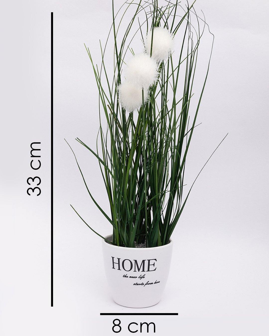 VON CASA Artificial Flower with Pot, Green, Plastic