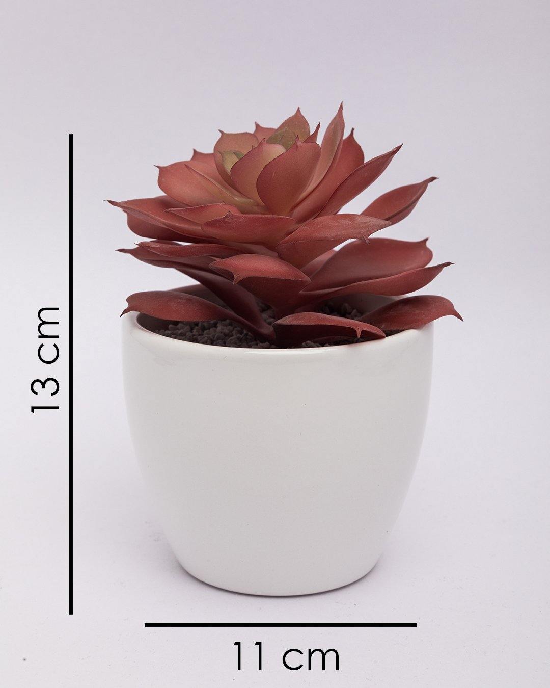 VON CASA Artificial Flower with Pot, Red, Plastic & Ceramic