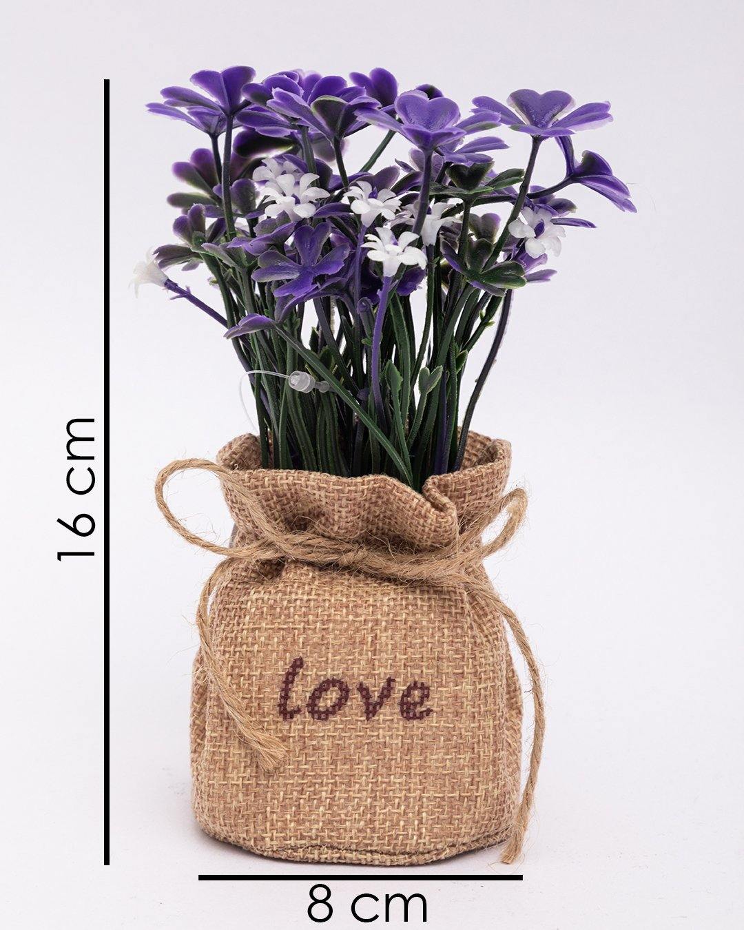 VON CASA Artificial Flower with Pot, Purple, Plastic