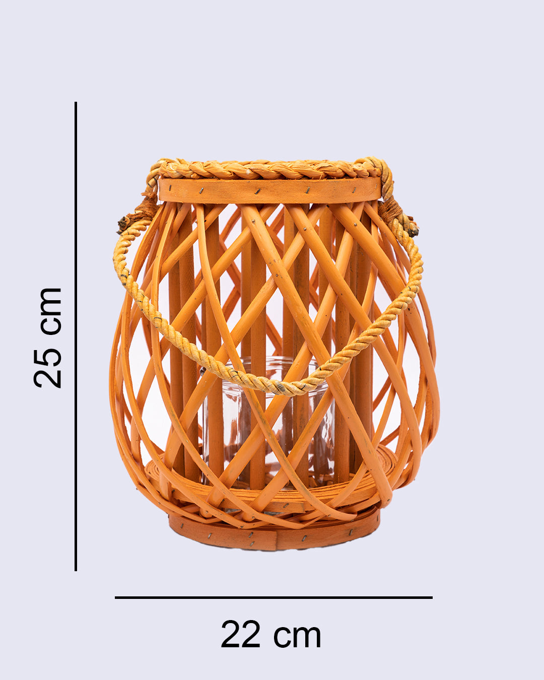VON CASA Candleholder, Willow, Lantern, Yellow, Wood