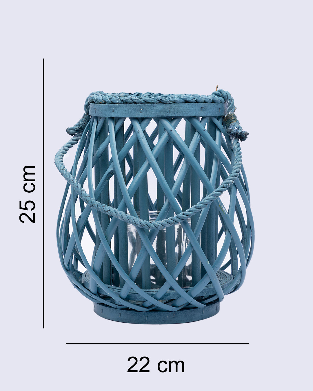 VON CASA Candleholder, Willow, Lantern, Blue, Wood