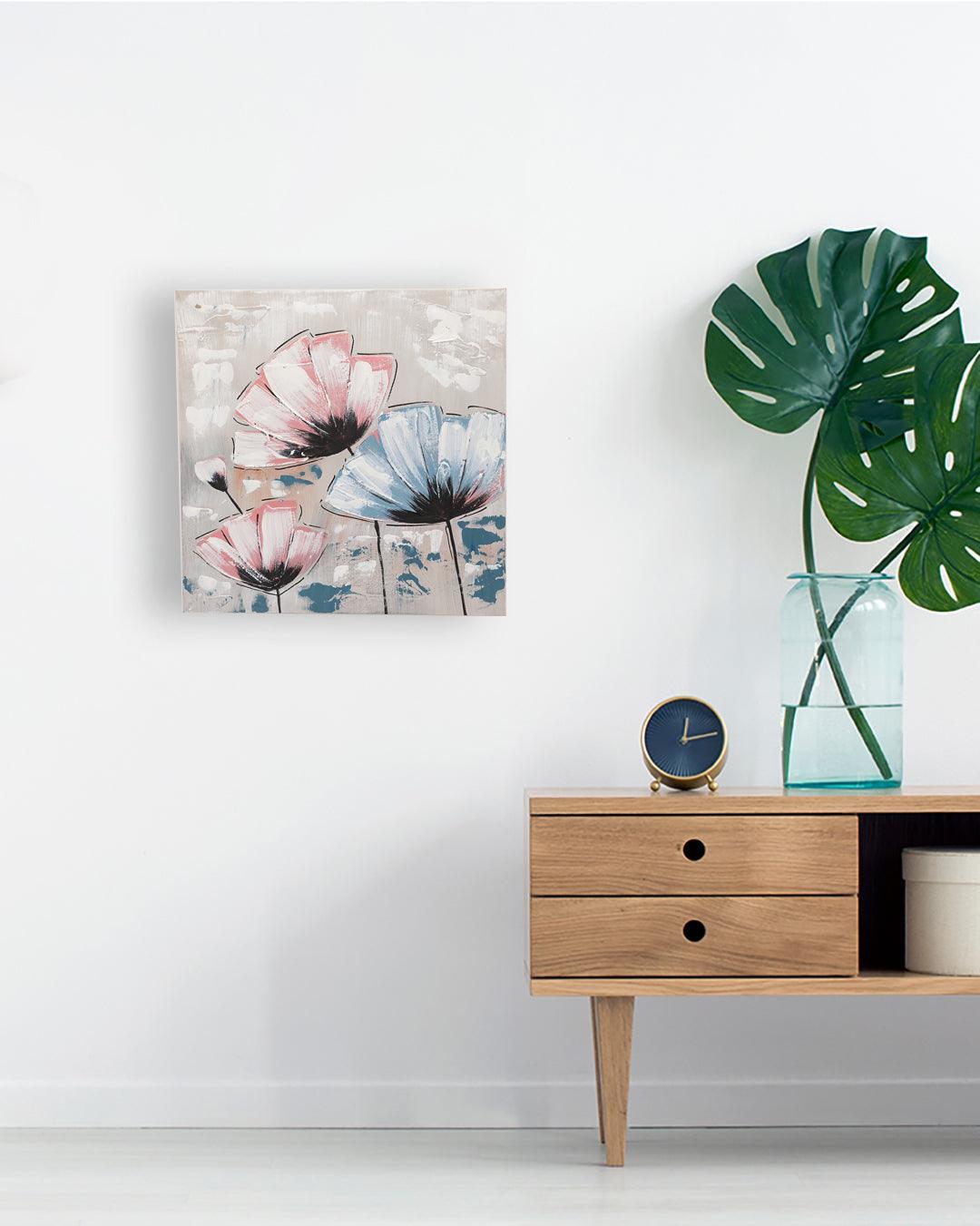 VON CASA Flowers Hand Made Oil Painting, Gallery Wrapped, Multicolour, Canvas - VON CASA