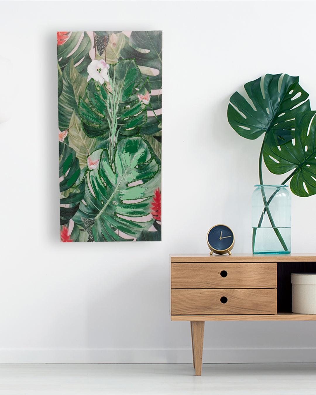 VON CASA Botanical Hand Made Oil Painting, Gallery Wraped, Green, Canvas - Von Casa