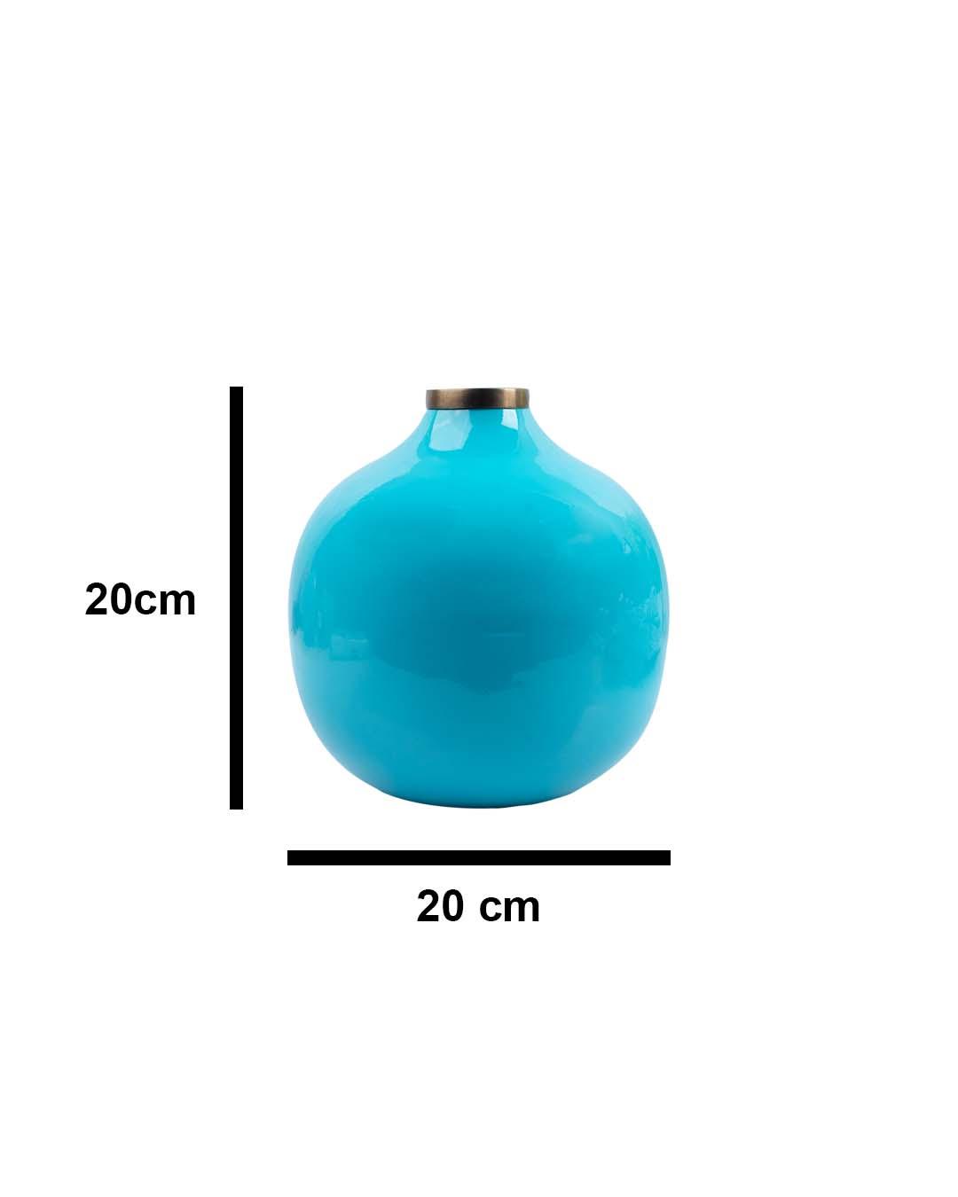 VON CASA Decorative Flower Vase, Diwali Décor, Turquoise, Iron - VON CASA