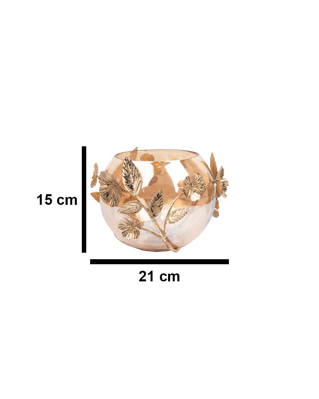 Lighting Leaf Votive Candle Holder, Golden Colour, Iron
