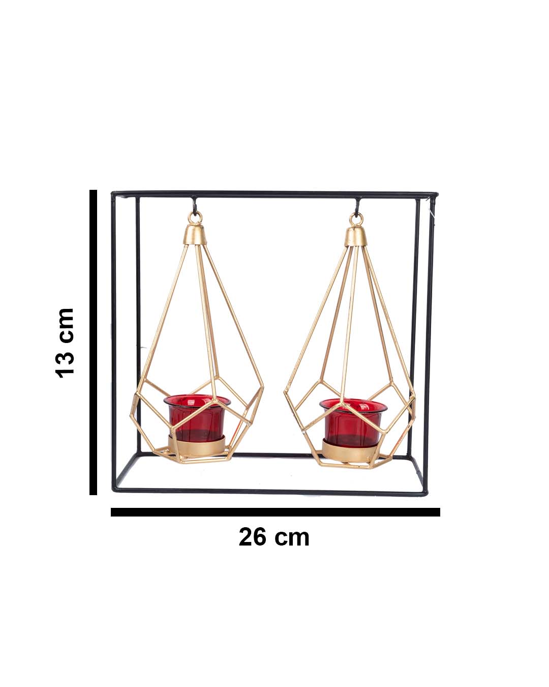 Lighting Nordic Hanging Votive Holder, Diwali Special, Black & Gold, Iron