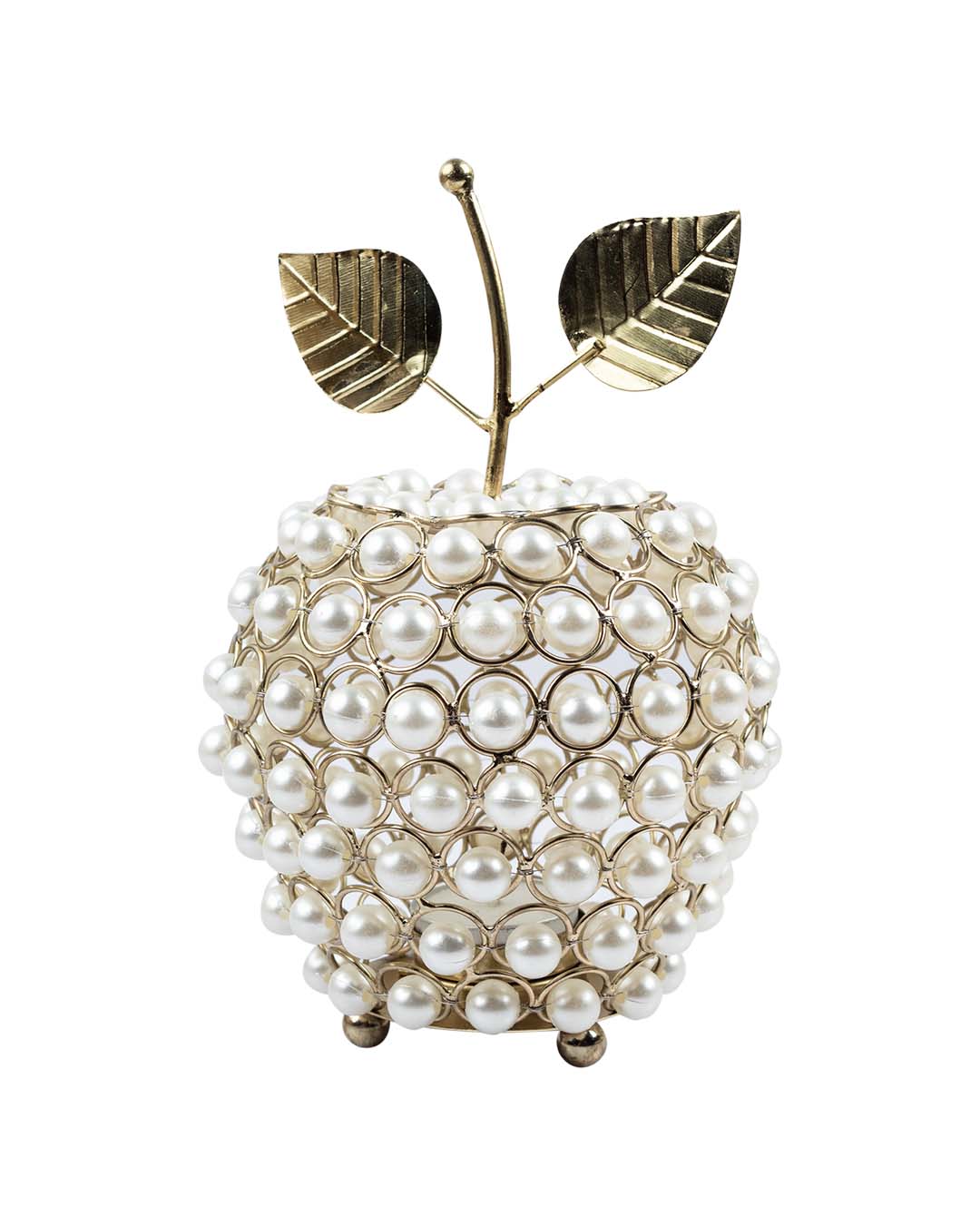 Lighting Silver Crystal Apple T-Light Candle Holder, Diwali Special, Golden, Iron