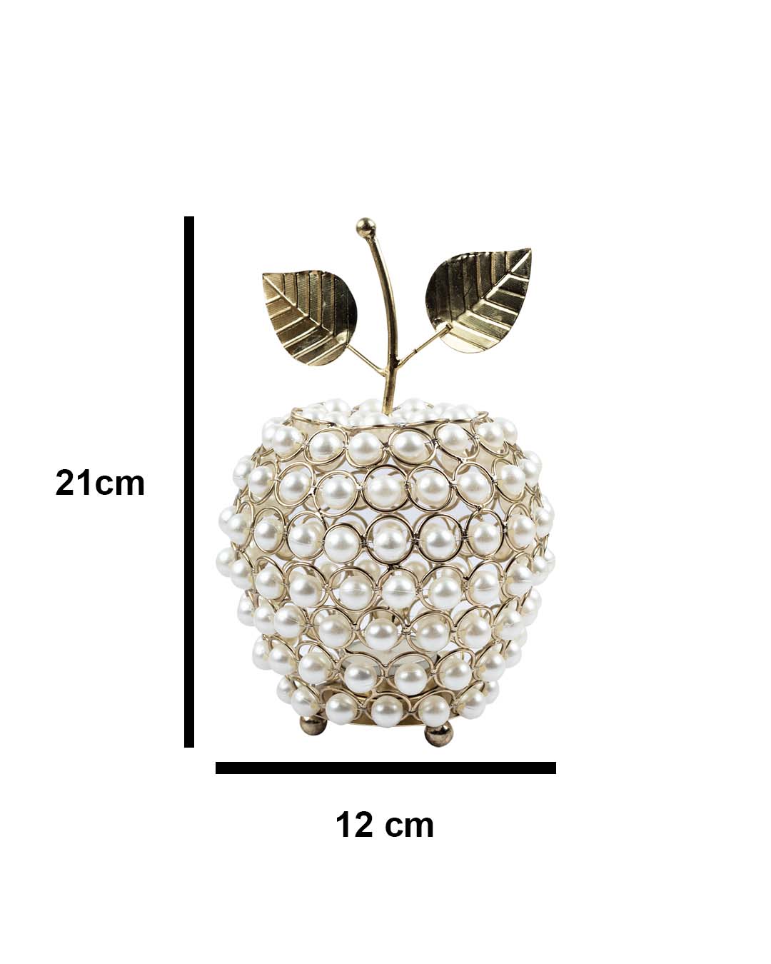 Lighting Silver Crystal Apple T-Light Candle Holder, Diwali Special, Golden, Iron