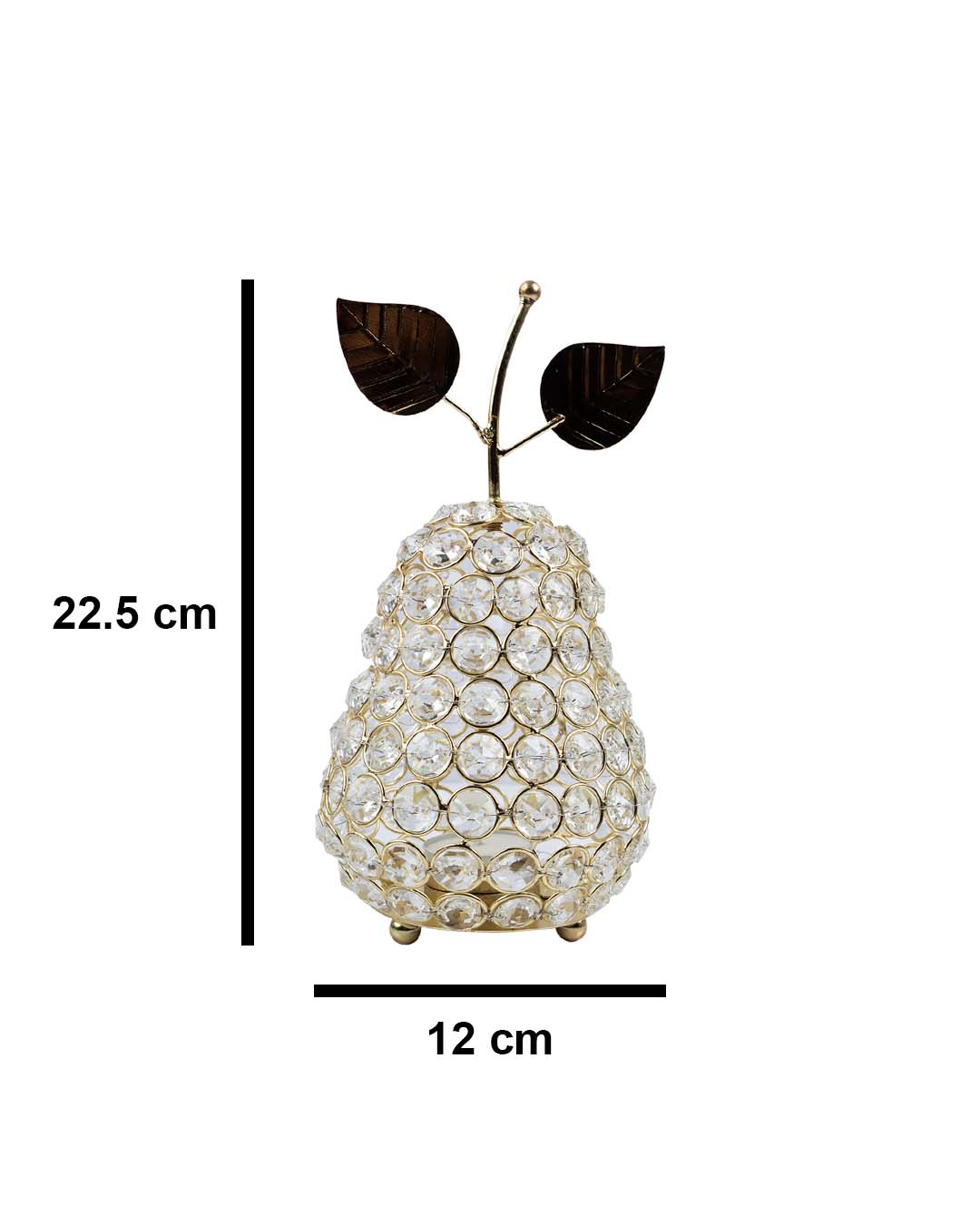 Lighting Silver Crystal Pear T-Light Candle Holder, Diwali Special, Golden, Iron