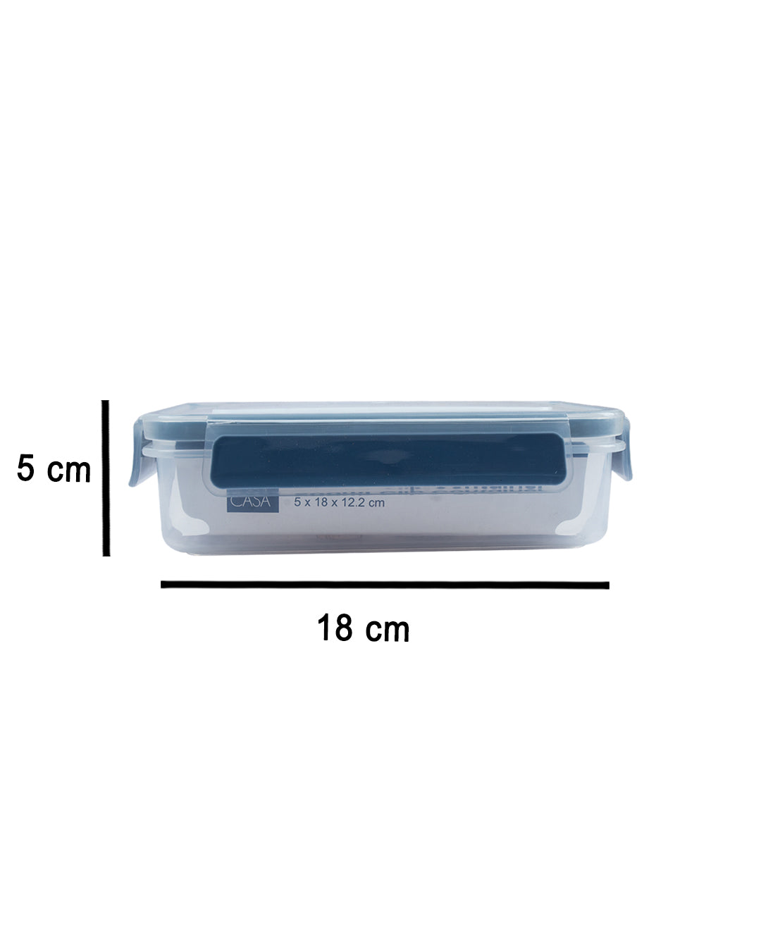 VON CASA Food Storage Container, with Clip Lock, Blue, Plastic, 600 mL
