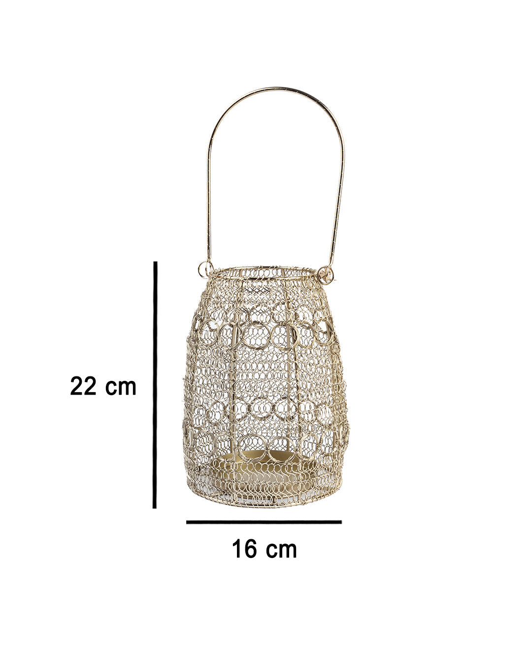 VON CASA Hanging Lantern, Bunnai, Wired Mesh, Golden Colour, Mild Steel