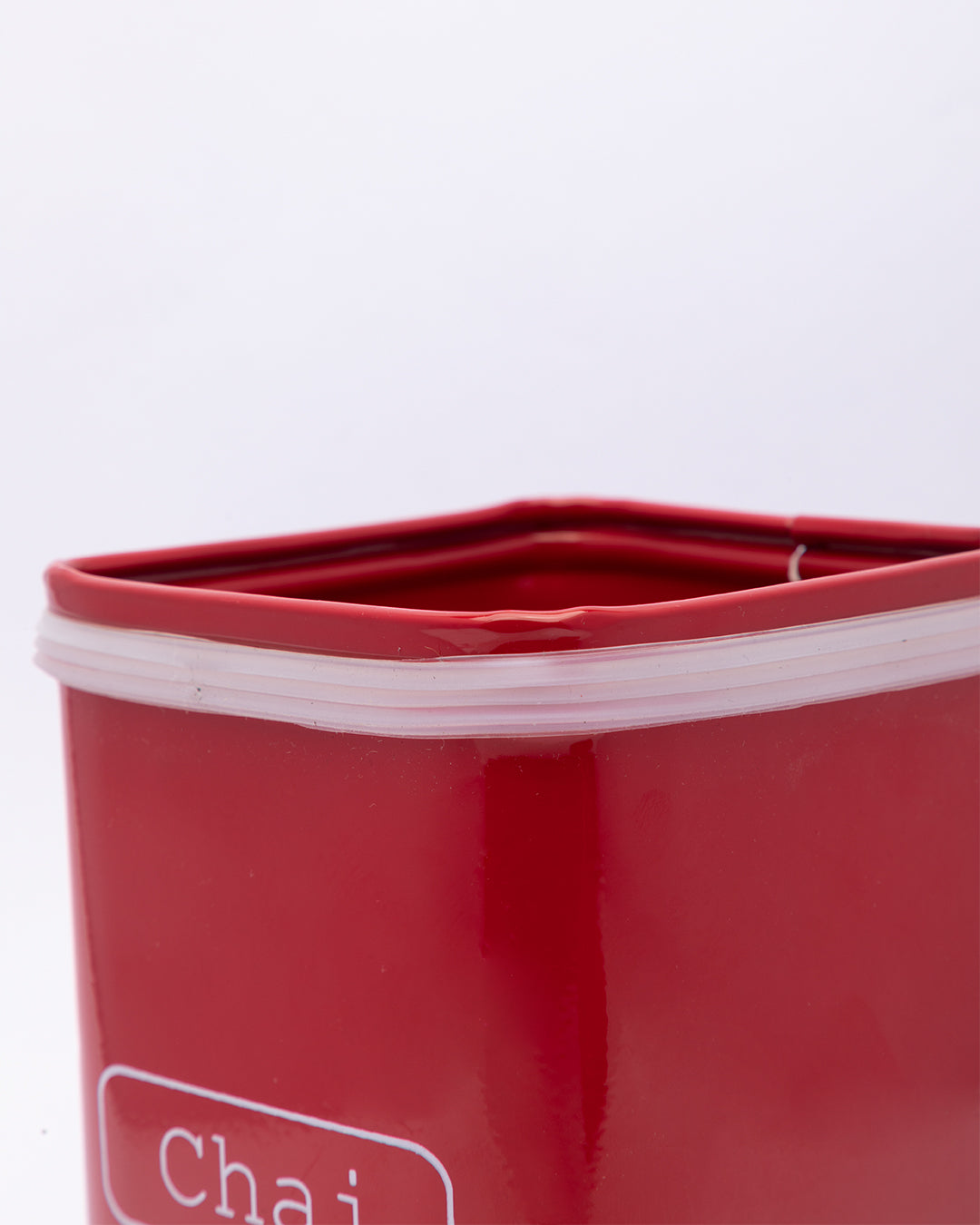 VON CASA Chai Jar, Kitchen Decorative, Countertop Metal Storage Jar, Red, Mild Steel | (1 Litre)