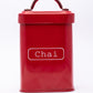 VON CASA Chai Jar, Kitchen Decorative, Countertop Metal Storage Jar, Red, Mild Steel | (1 Litre)