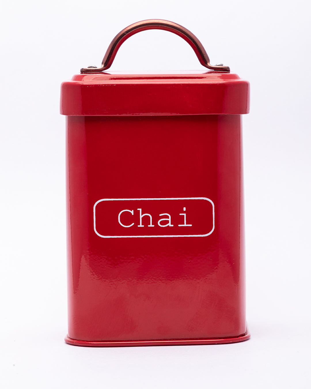 VON CASA Chai Jar, Kitchen Decorative, Countertop Metal Storage Jar, Red, Mild Steel | (1 Litre)