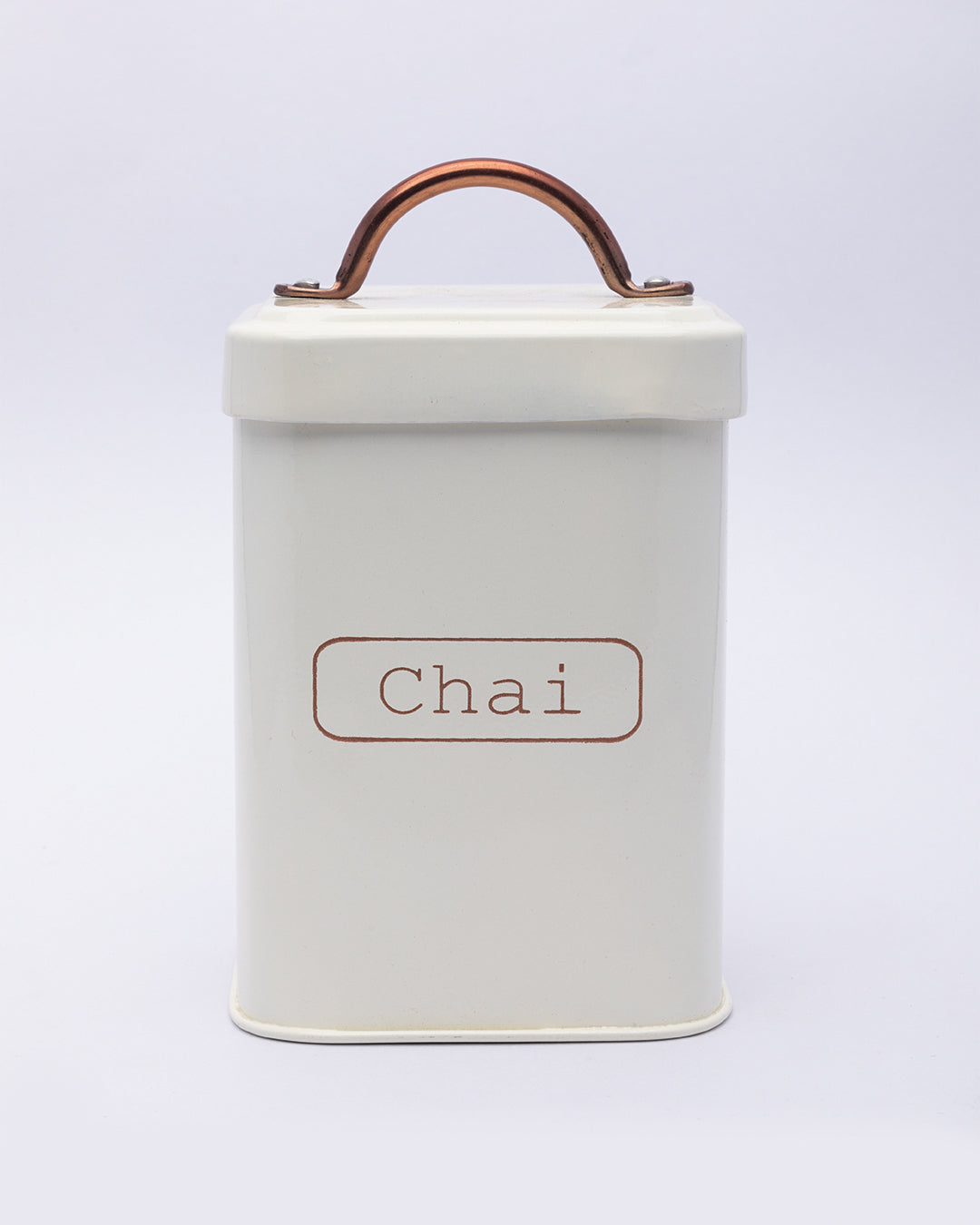 VON CASA Chai Jar, Kitchen Decorative, Countertop Metal Storage Jar, Ivory, Mild Steel