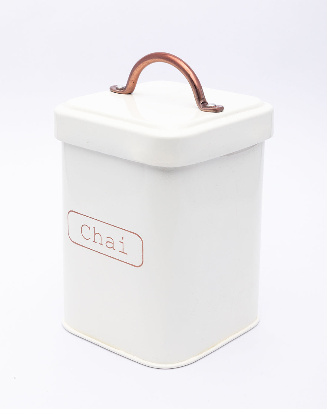 VON CASA Chai Jar, Kitchen Decorative, Countertop Metal Storage Jar, Ivory, Mild Steel