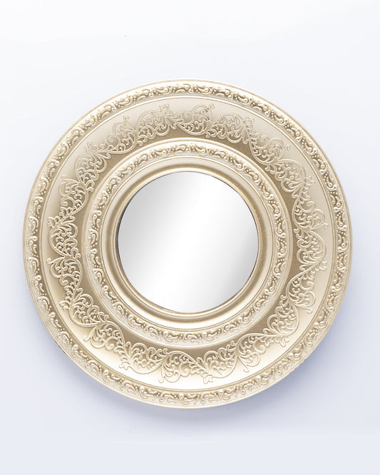 VON CASA Wall Mirror, Wall Décor, Antique Finish, Champagne Colour, Plastic, Set of 3