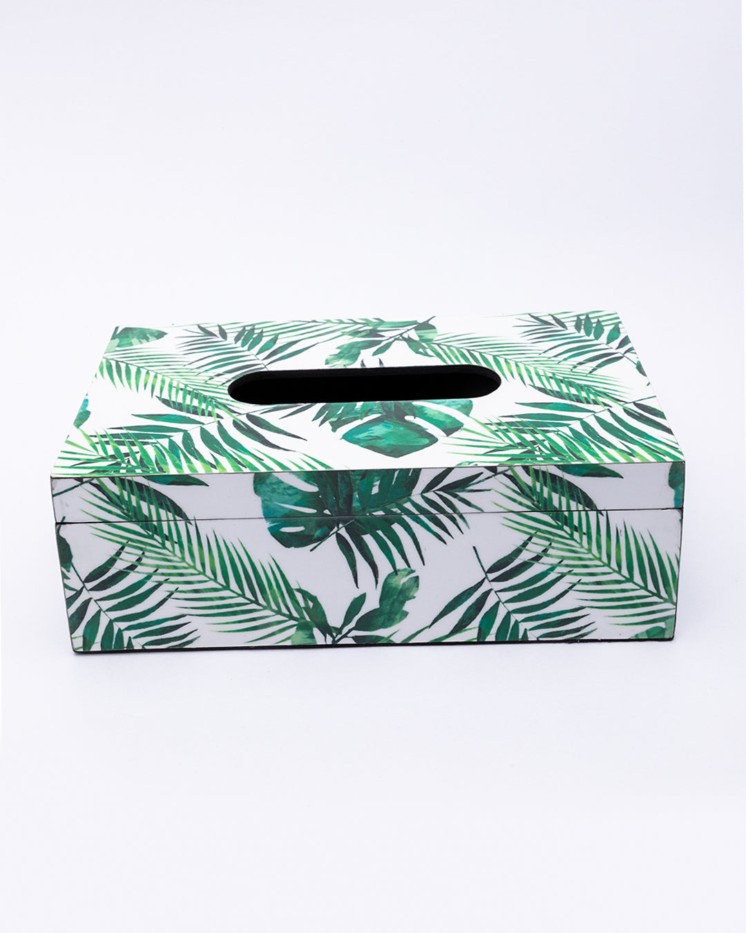 VON CASA Tissue Box, Nature Inspired Design, Facial Tissue Holder with Soft Bottom for Home, Office, & Restaurant, Rectangular, Green Colour, MDF