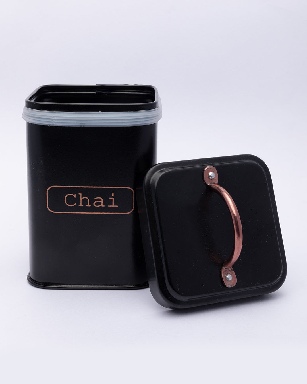 VON CASA Chai Jar, Kitchen Decorative, Countertop Metal Storage Jar, Black, Mild Steel | (1 Litre)