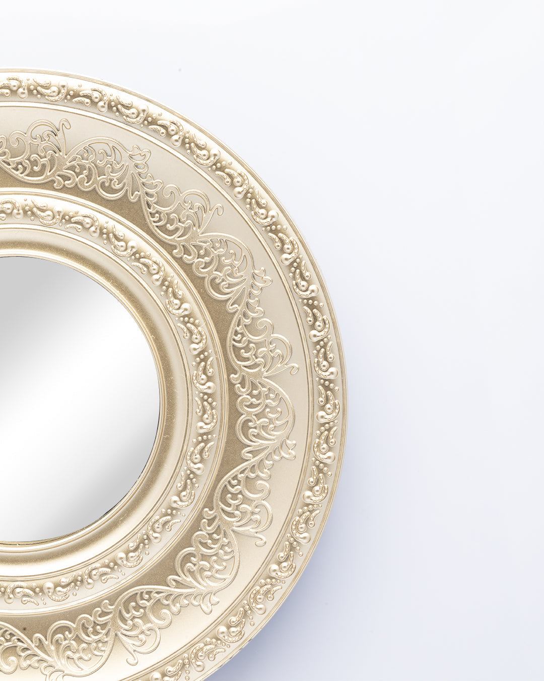 VON CASA Wall Mirror, Wall Décor, Antique Finish, Champagne Colour, Plastic, Set of 3