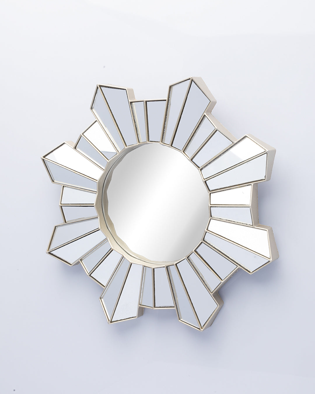 VON CASA Wall Mirror, Wall Décor, Antique Finish, Champagne Colour, Plastic, Set of 3