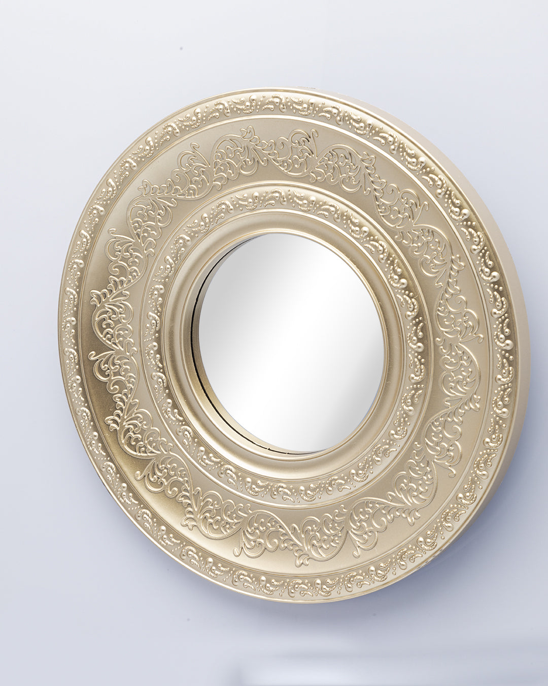 VON CASA Wall Mirror, Wall Décor, Antique Finish, Champagne Colour, Plastic, Set of 3